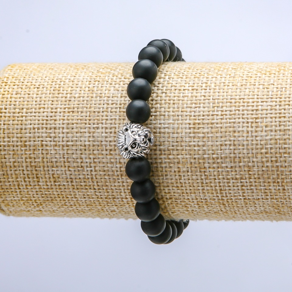 Shungite stretch bracelet (artificial), 8 mm diameter ± Lion, length 18 cm +