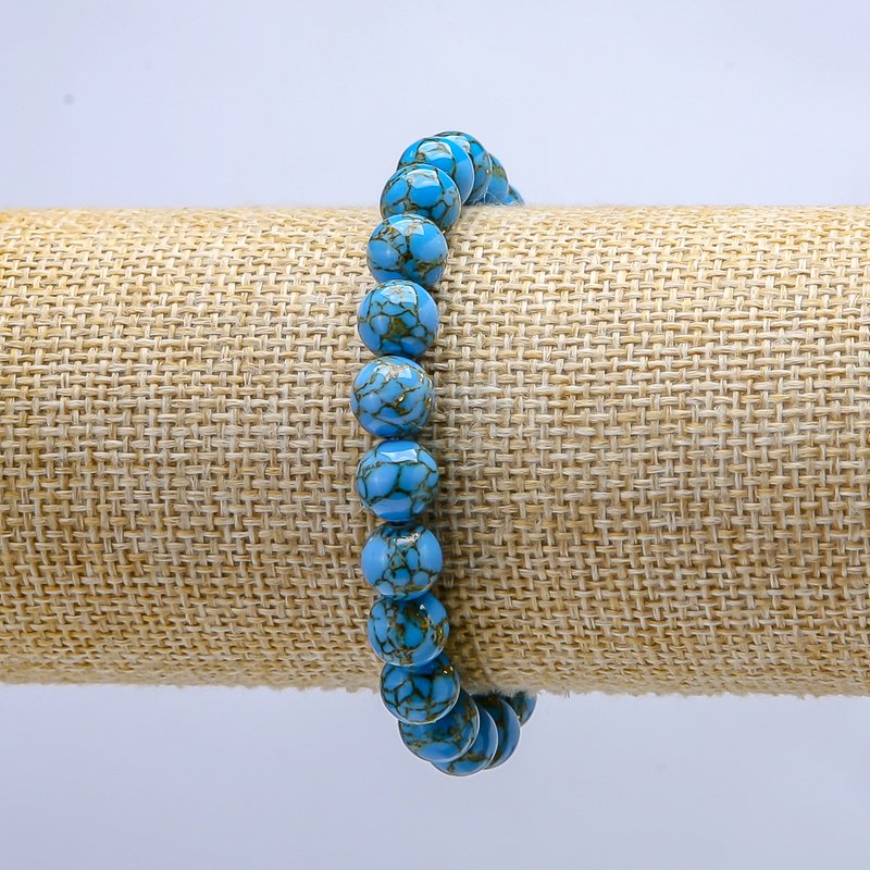 Elastic bracelet with Emperor Jasper smooth beads, 8 mm diameter, 18 cm length