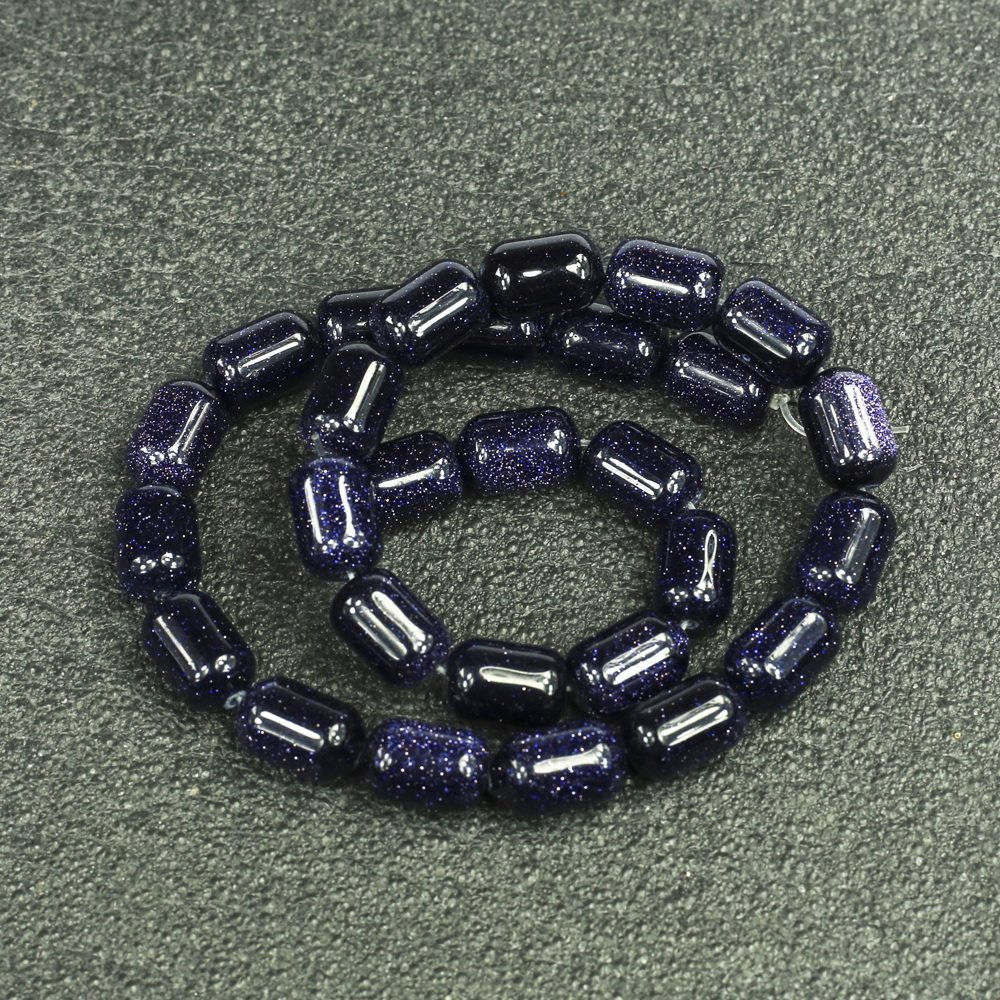Beads on a thread Aventurine Blue Sand Cairo Night (pressed) Barrel, diameter 10×14mm + -, length 39cm +