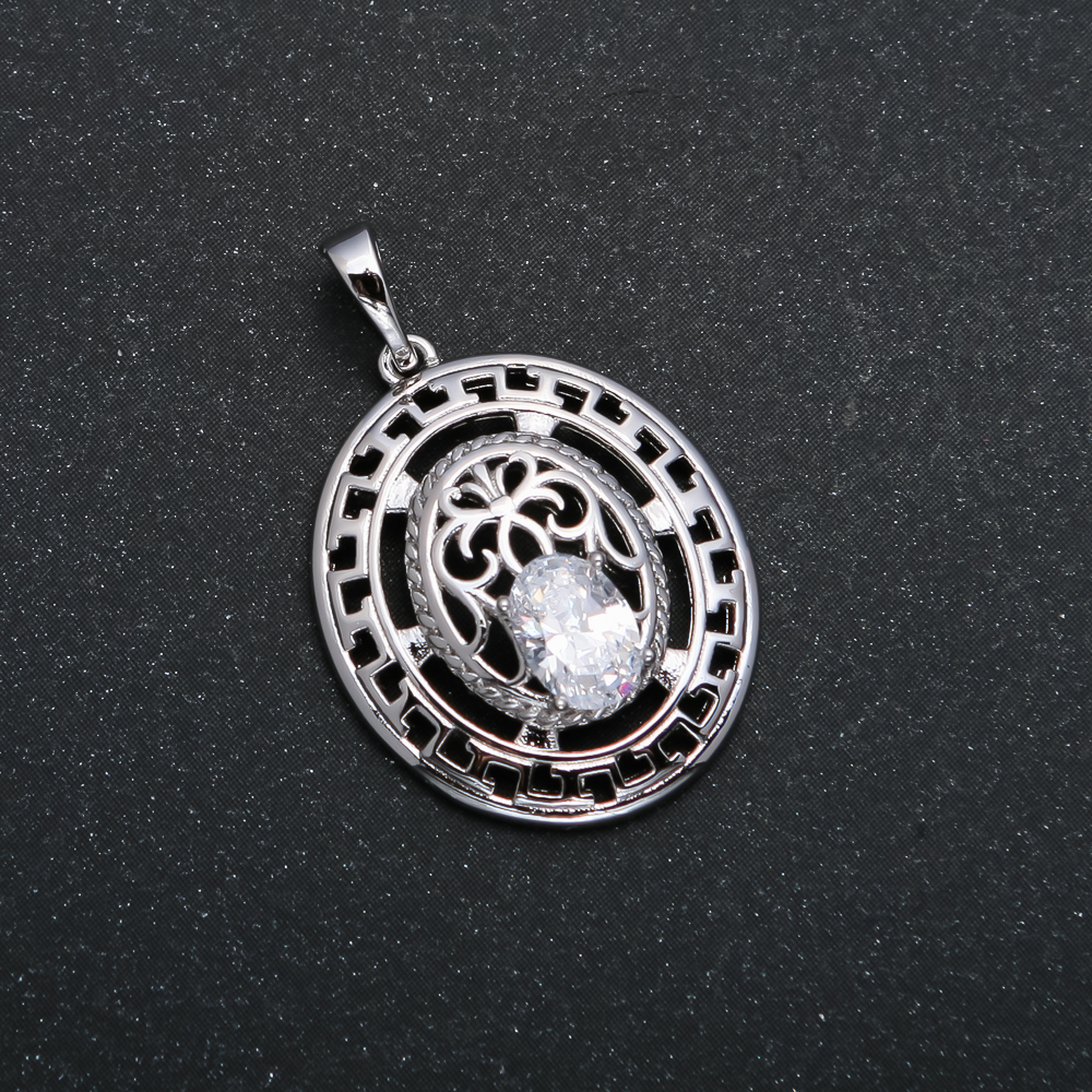 Pendant Xuping Rhodium with White Crystal, diameter 29x19mm +