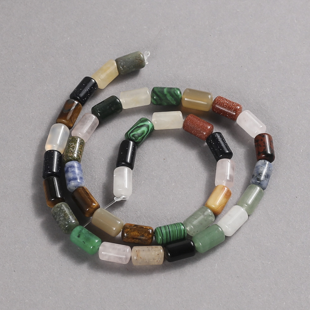 Beads on a strand of natural stone, Assorted, smooth cylindrical, diameter 10x6 mm + -, length 41 cm +