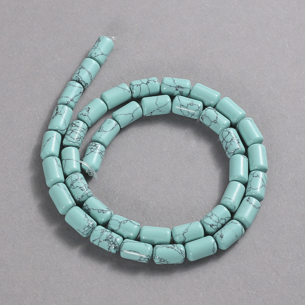 Turquoise Beads, Smooth Cylinders, 10×6 mm, Length 41 cm