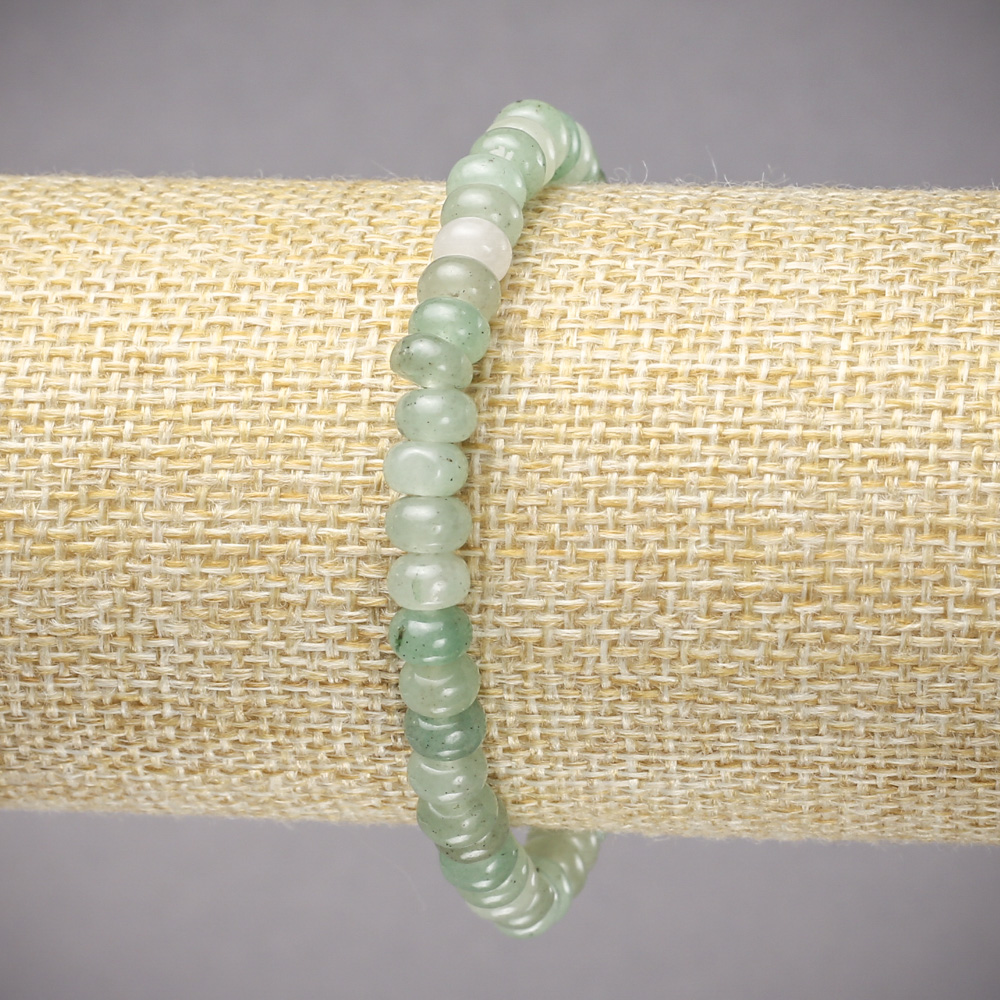 Elastic bracelet with natural jade stone, smooth rondel beads, diameter 6×4 mm, length 18 cm
