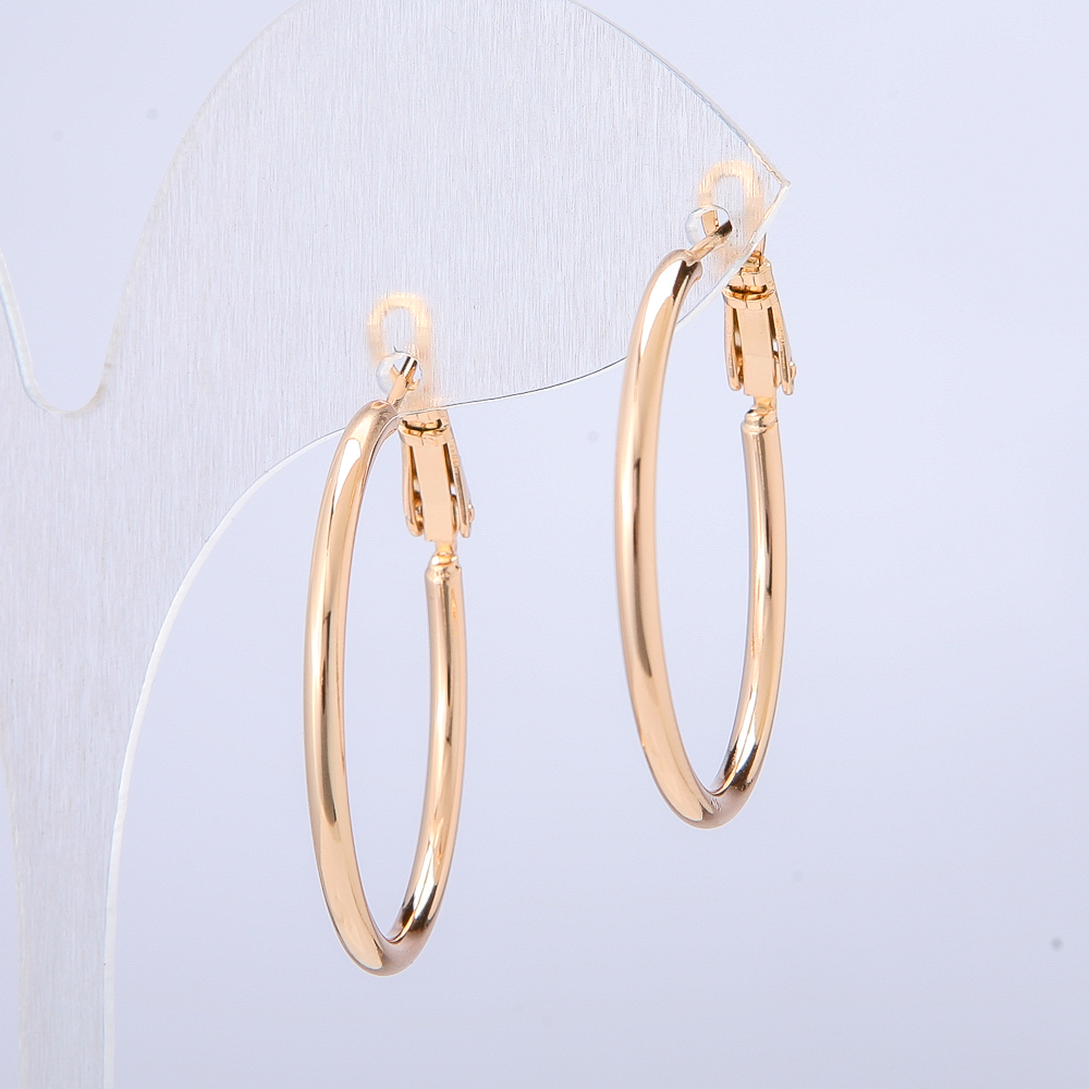 Xuping Hoop Earrings 18K Gold Plating, 2 mm Thick, 40 mm Diameter