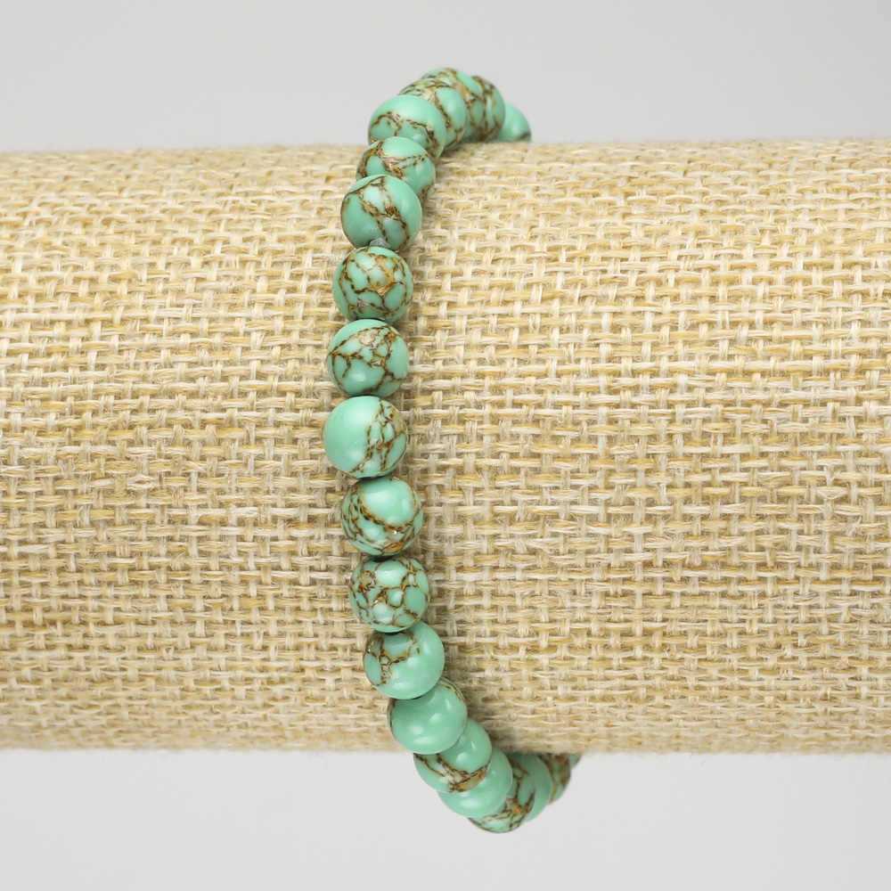 Elastic bracelet with Green Imperial Jasper (pressed) smooth bead, 6 mm diameter+