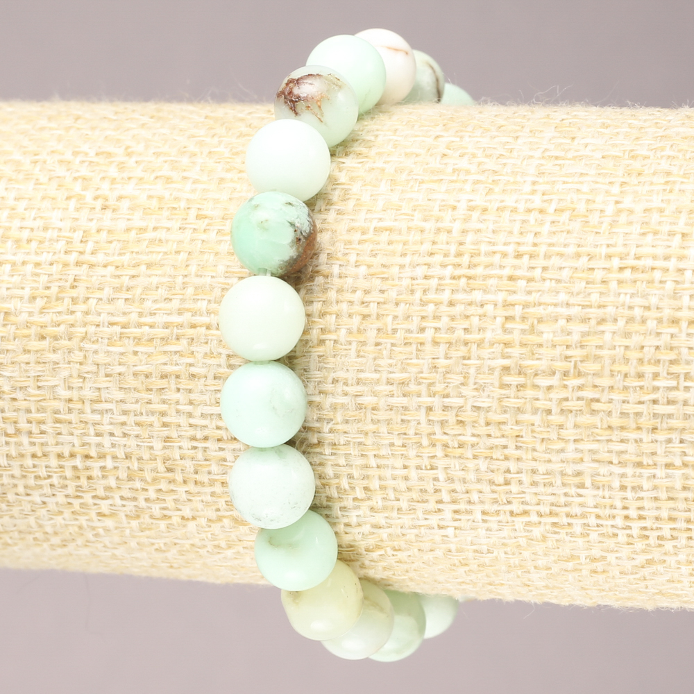 Elastic bracelet with natural Larimar stone, smooth bead, 8mm diameter+