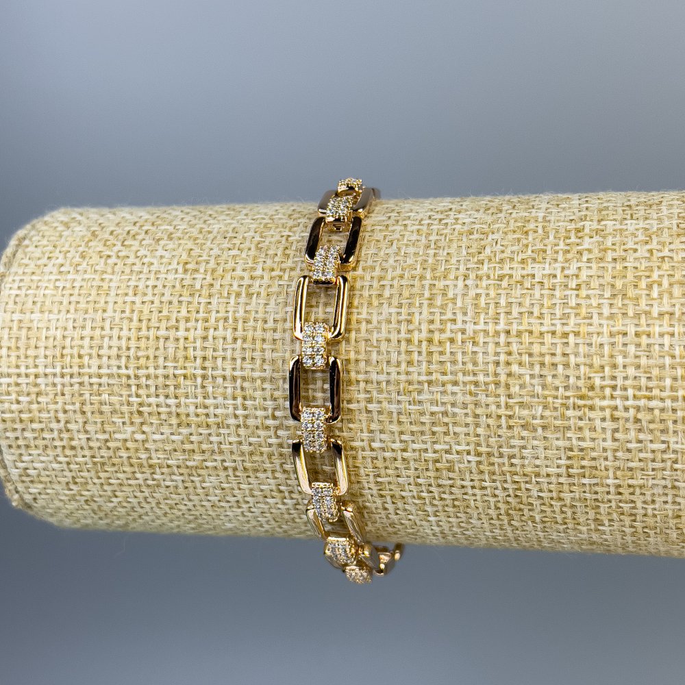 Xuping 18K Gold Plated Bracelet with White Rhinestones