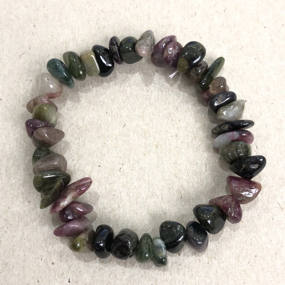 Natural Tourmaline Bracelet, 7mm chips, 18 cm circumference