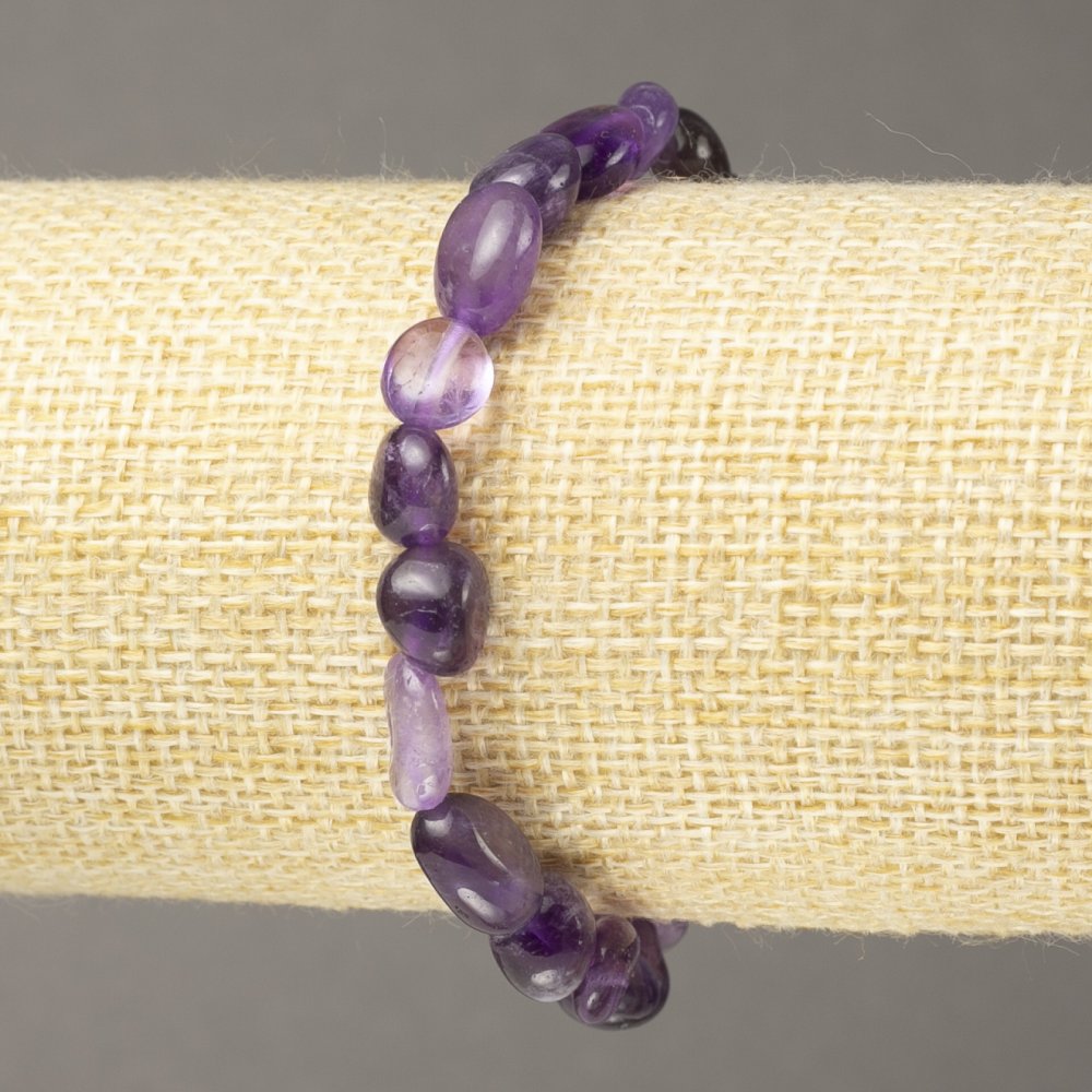 Elastic bracelet with natural amethyst, faceted beads, diameter 10x7 mm+