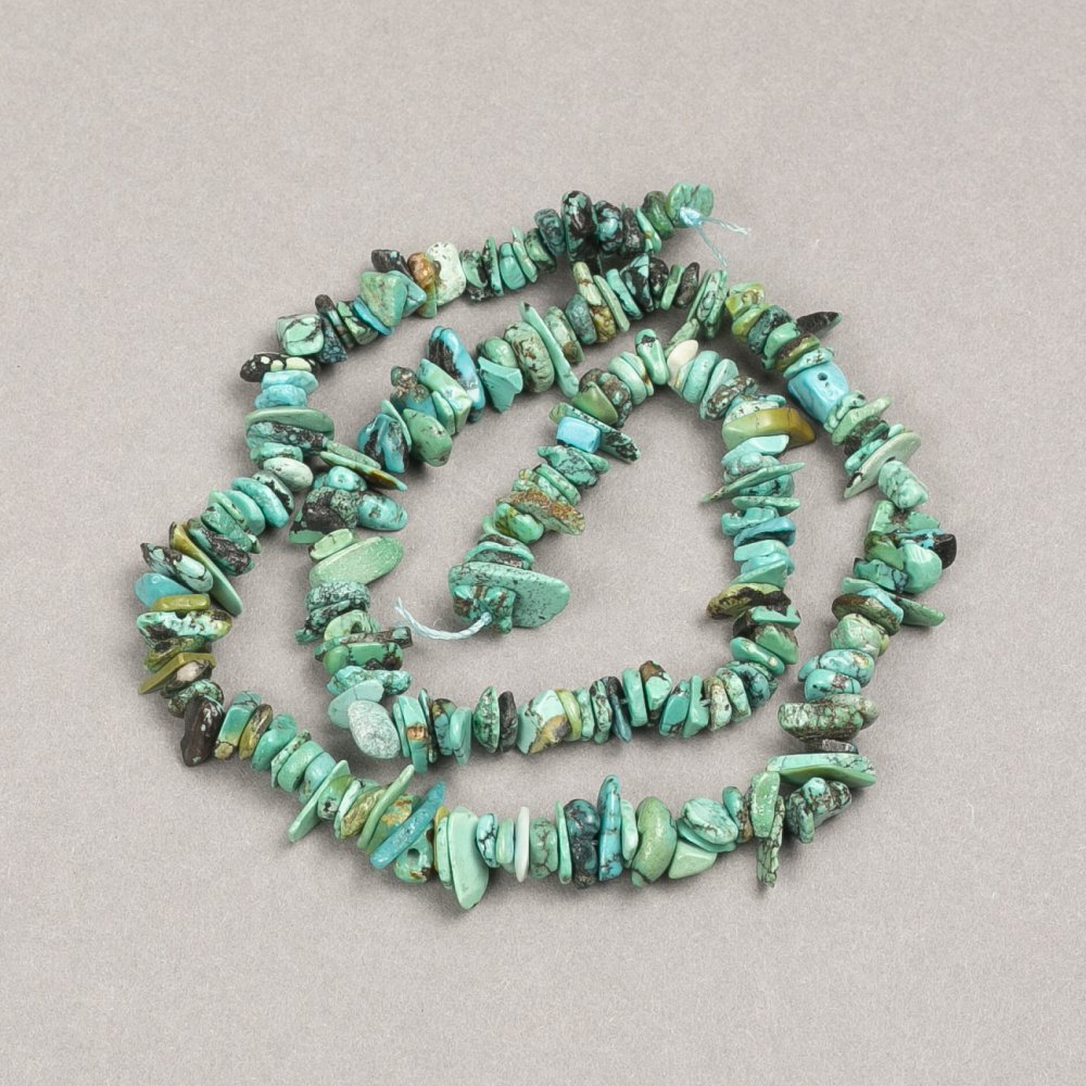 Chrysocolla Chip Beads on Thread, Natural Stone, 6 mm Diameter +/-, 40 cm Length +/-