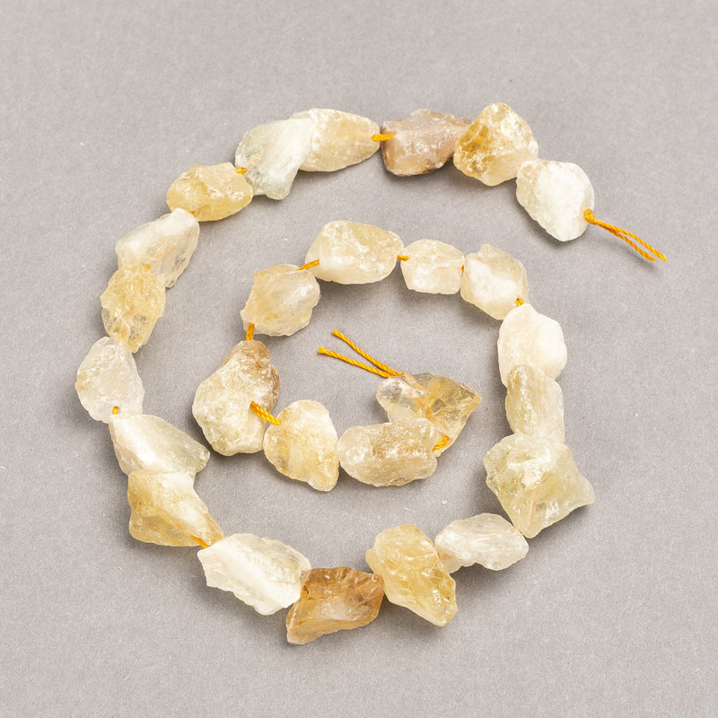 Raw Citrine Beads on Thread, Faceted 16x12 mm, 41 cm Length