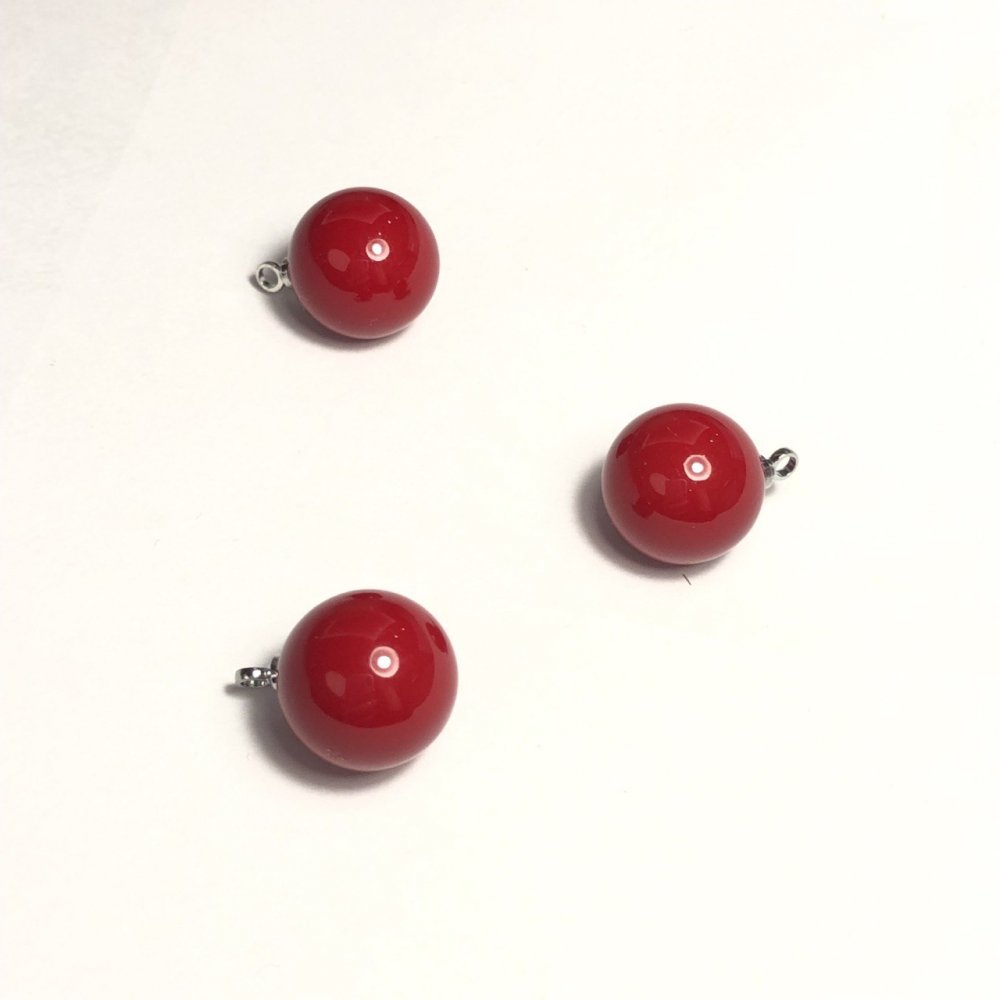 Pendant finding 'Pearl' (plastic), 12 mm diameter, pack of 10