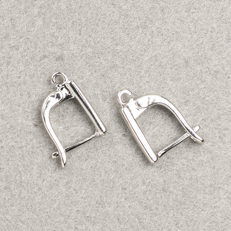 Earring posts in silver-colored metal 14x2.5 mm - pair