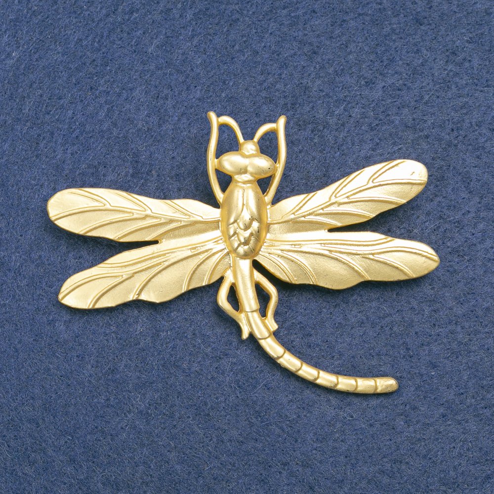 Brooch Dragonfly in Golden Metal 75×55 mm +