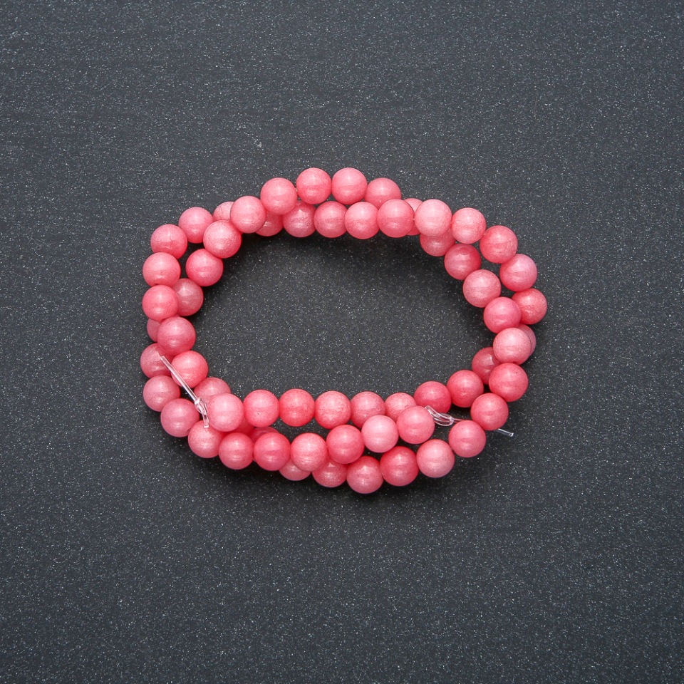 Natural tourmaline gemstone thread with smooth beads, 6 mm diameter, 38 cm length +
