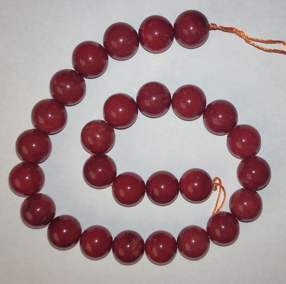 Artificial Jasper Beads on Thread, 14 mm diameter, 37 cm length