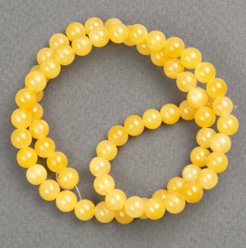 Citrine Beads on Thread (Acrylic) Smooth Round Bead, 6 mm Diameter, 40 cm Length