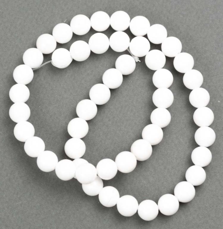 Beads on beading thread White Agate (Acrylic) Smooth Round Beads, 8 mm diameter, 40 cm length