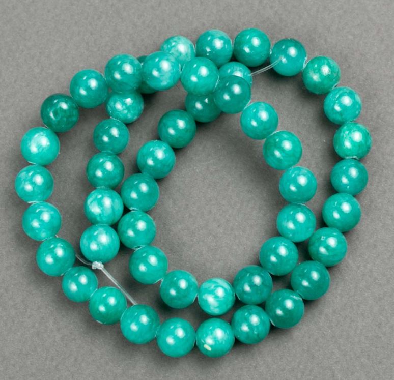 Amazonite Beads on Thread (Acrylic) Smooth Spheres, 8.5 mm Diameter, 40 cm Length