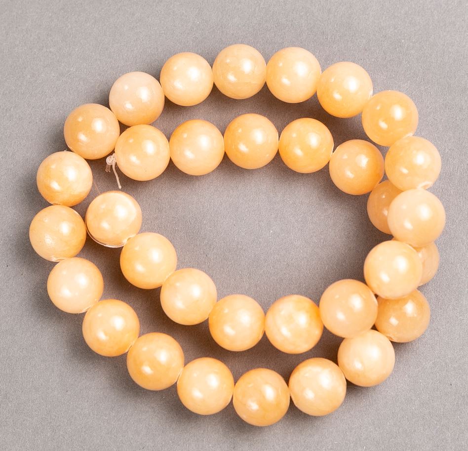 Beads on thread 'Selenite' (synthetic acrylic) smooth spheres, diameter 12.5 mm, length 40 cm