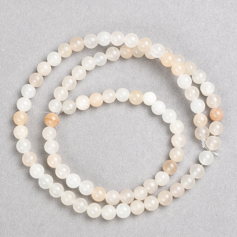 Selenite Beads on Thread, Smooth Round, 4-5 mm, 38 cm Length