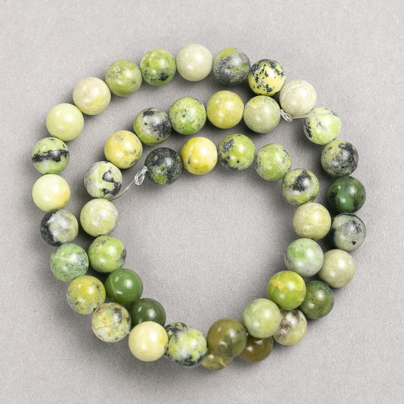 Australian Jadeite Beads on Thread, Smooth Round Beads, 8.5 mm Diameter, 38 cm+