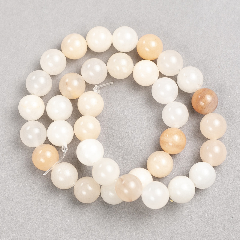 Selenite Beads on Thread, Smooth 10mm Beads, 38 cm Length
