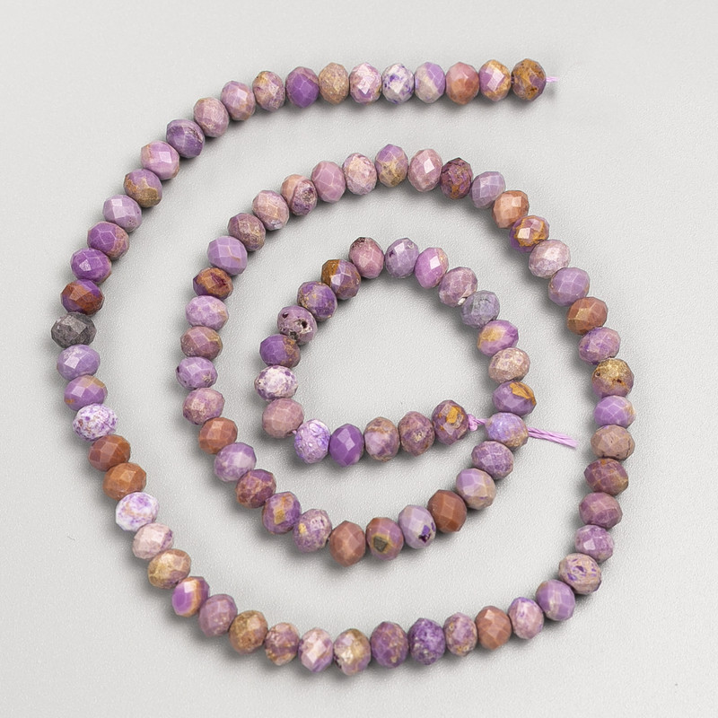 Phosphosiderite beads, natural stone, faceted rondelles on thread, diameter 5×3.5 mm, length 39 cm