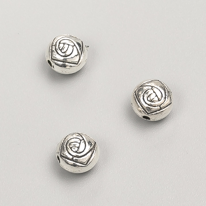 Bead insert fittings, diameter 7x6 mm, packaging 20 g, 23 pcs ±, metal color 'Silver'