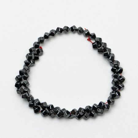 Hematite Polygonal Beads, 6x6 mm Diameter, about 40 cm Long on a Thread