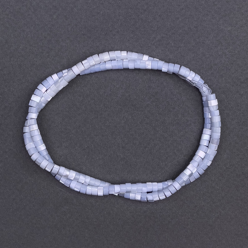 Tinted pearl beads blue-gray disc, diameter 4x2 mm, length 40 cm on thread