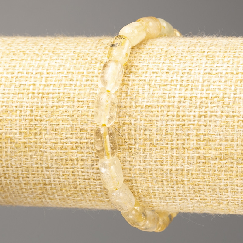 Citrine Barrel Bracelet, Bead Diameter 9x6 mm, Length 18 cm (Stretch)