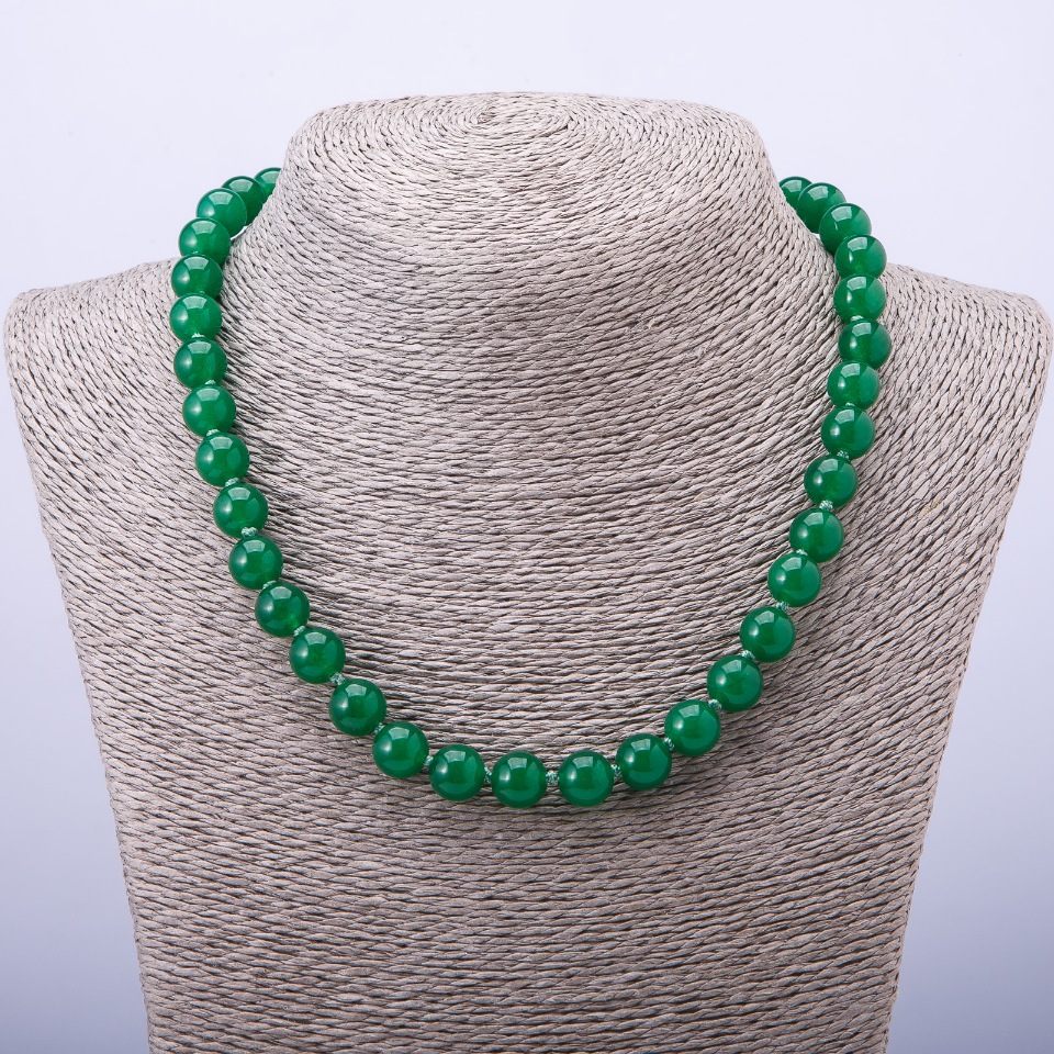 Chrysoprase Necklace, Smooth Beads, 10 mm Diameter, 45 cm Length