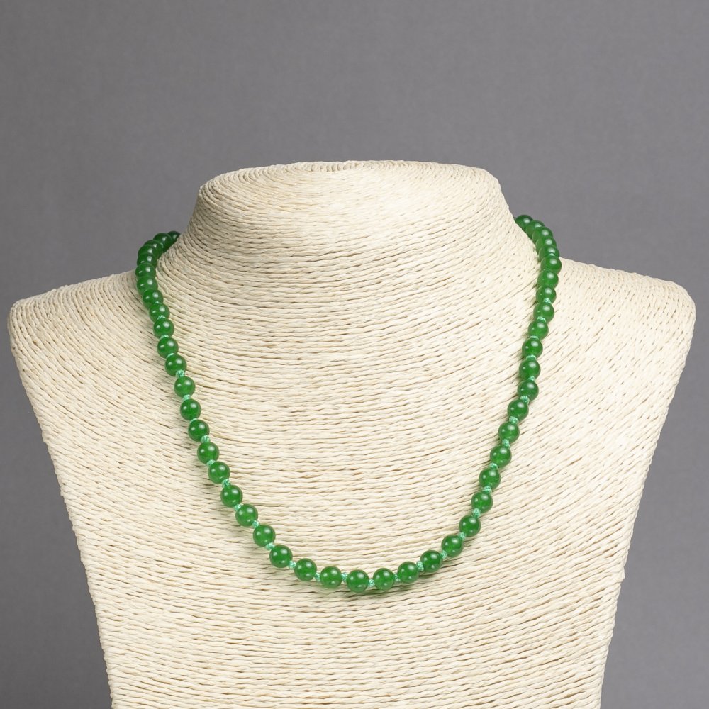 Chrysoprase Necklace with Smooth Bead, 6 mm diameter, 45 cm length