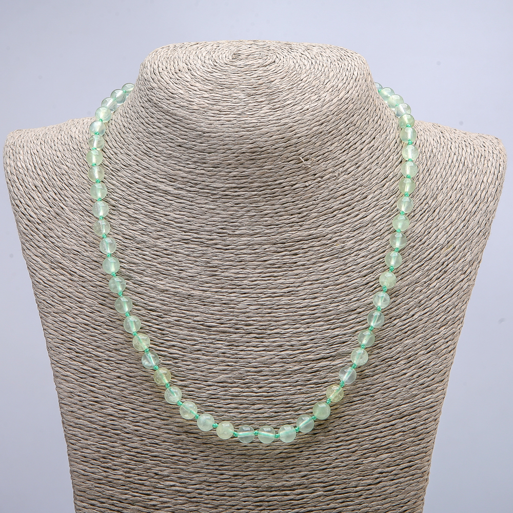 Prehnite Necklace - Smooth Bead, 6mm Diameter, 46 cm Length +