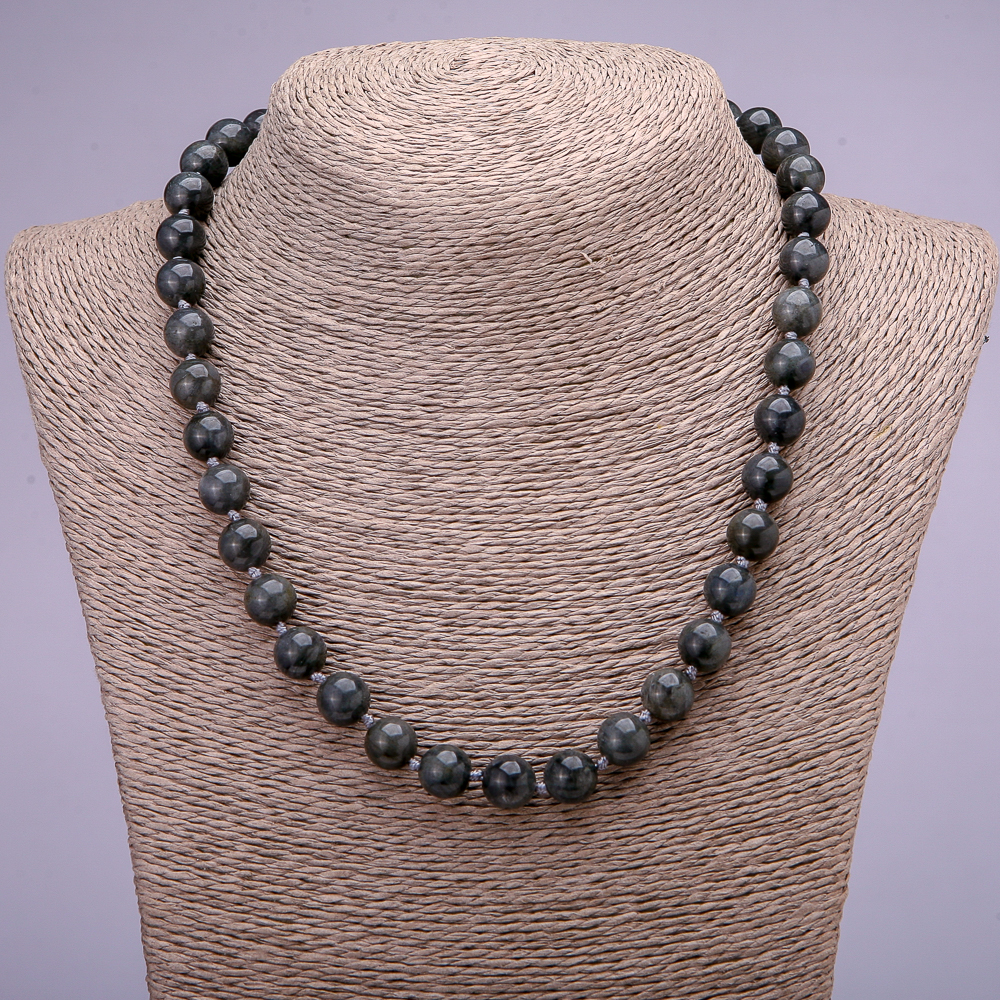 Labradorite Necklace with Smooth Beads, 10 mm Diameter, 45 cm Length