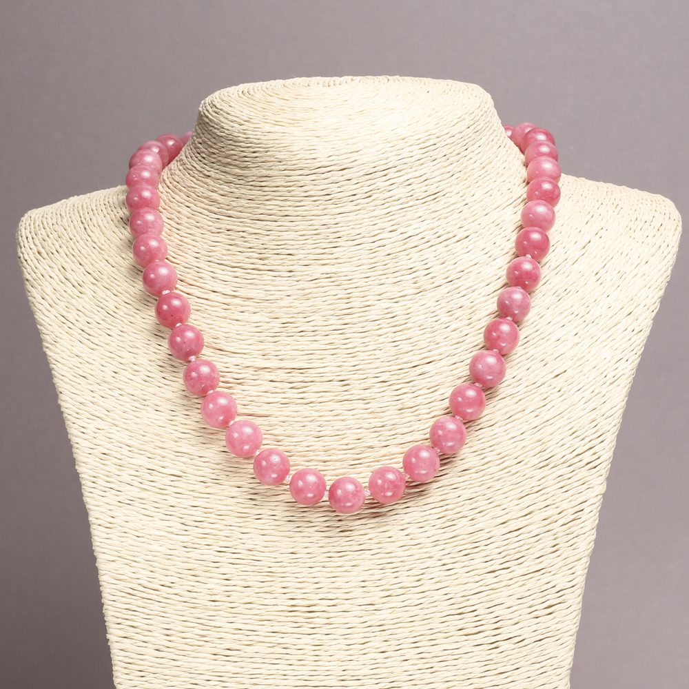 Tourmaline Necklace with Synthetic Smooth Beads, 10 mm Diameter, 45 cm Length