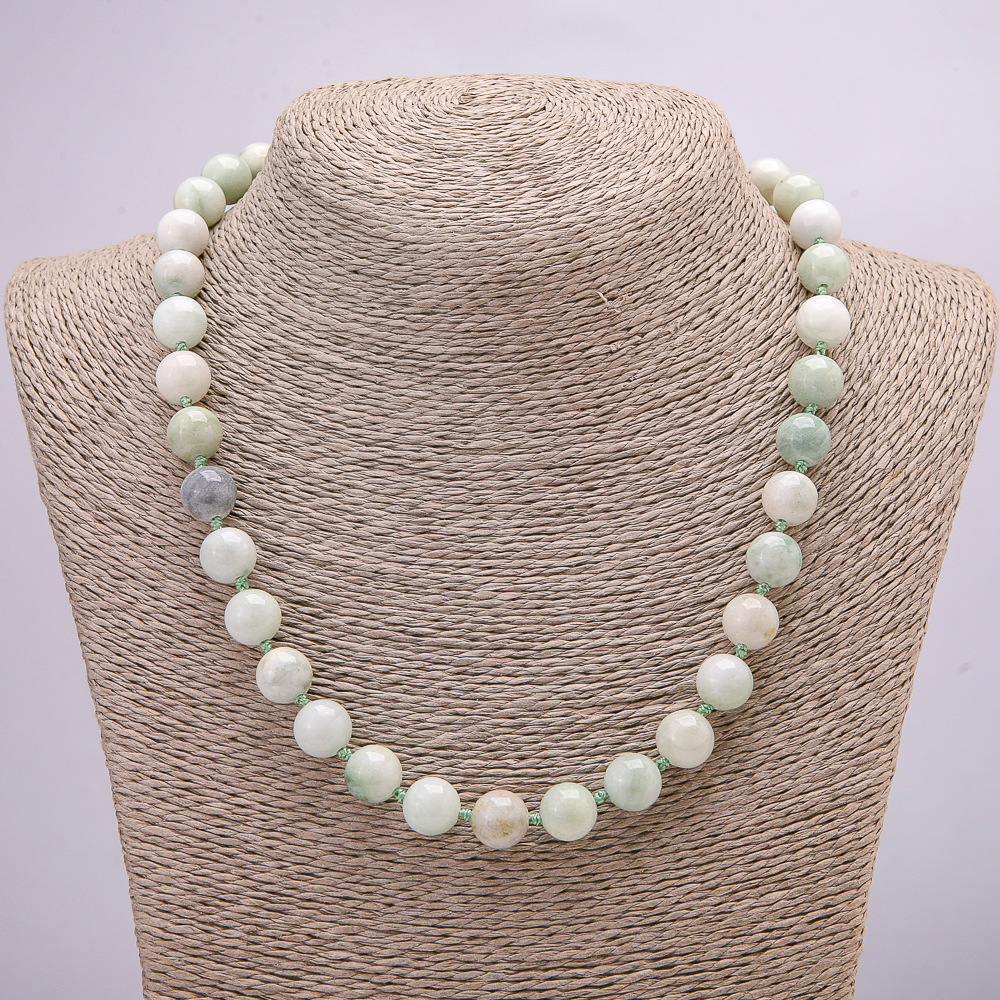 Natural Larimar Stone Necklace, smooth beads, 10mm diameter, length 45cm +
