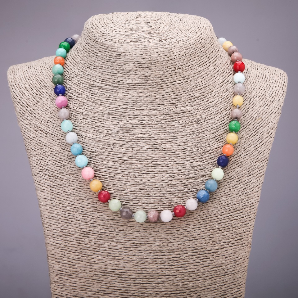 Assorted Necklace (artificial) Faceted Beads, 8mm diameter, 45cm length