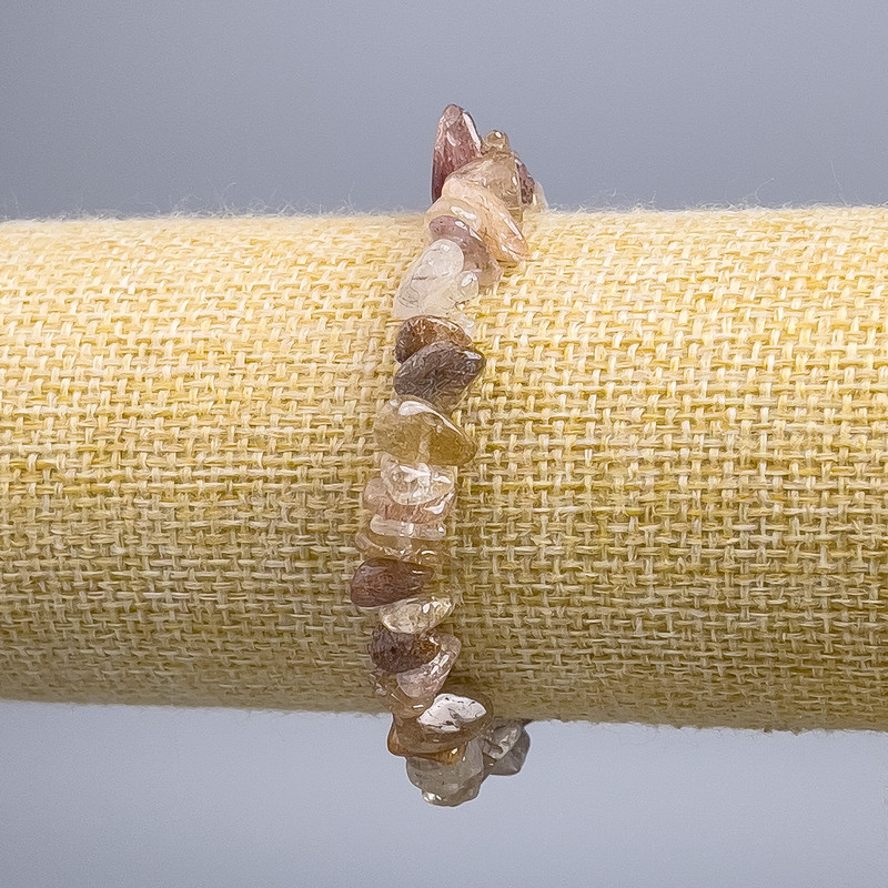 Rutilated Quartz Bracelet with Hair-Like Inclusions, Chips, 8×3 mm, 18 cm (stretch)