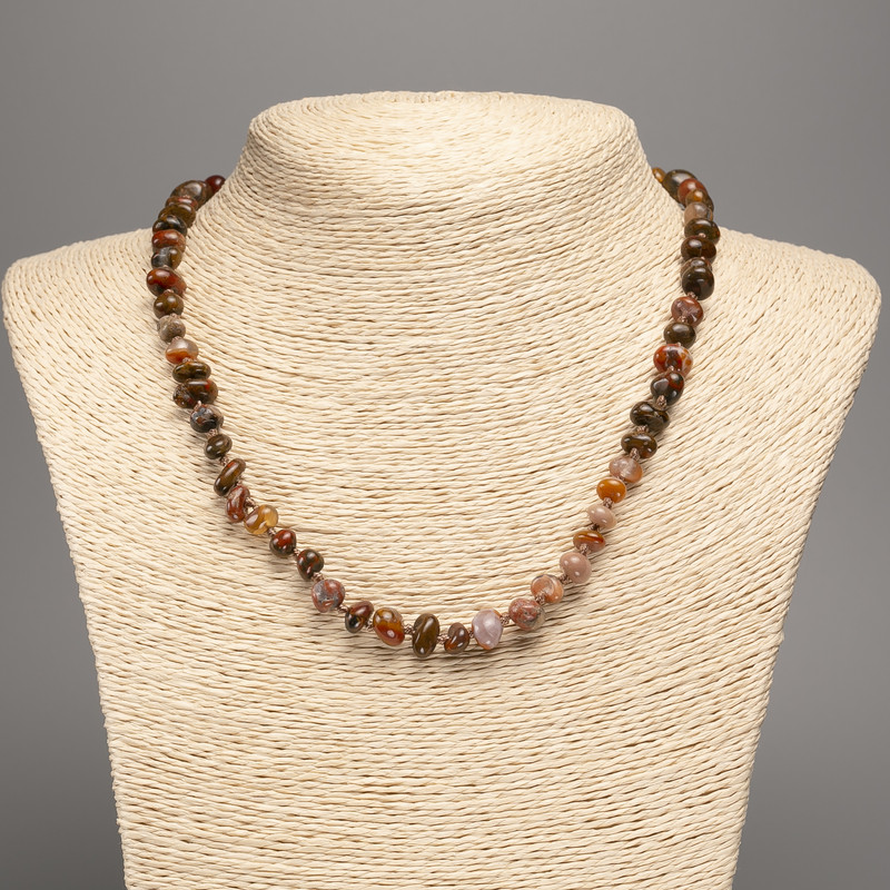 Jasper necklace with faceted beads, 8x5 mm, length 48 cm