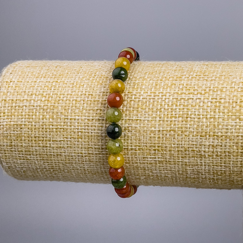 Bracelet "Jasper" multicolor (one-piece) smooth beads, 6 mm diameter, 18 cm stretch