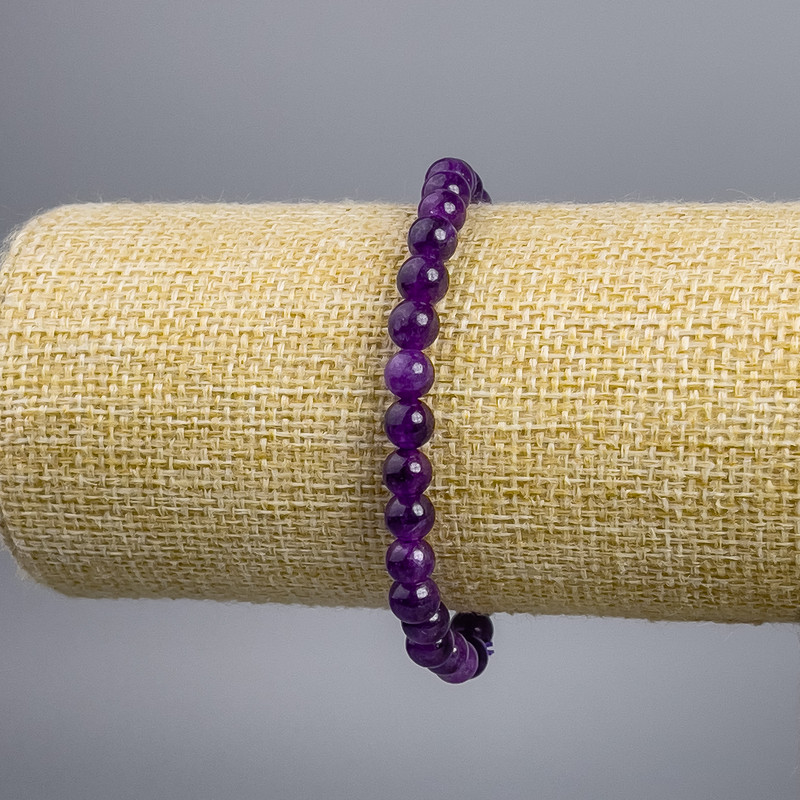 Sugilite Bracelet (Man-made) Smooth Beads, 6 mm Diameter, 18 cm Length, Stretch