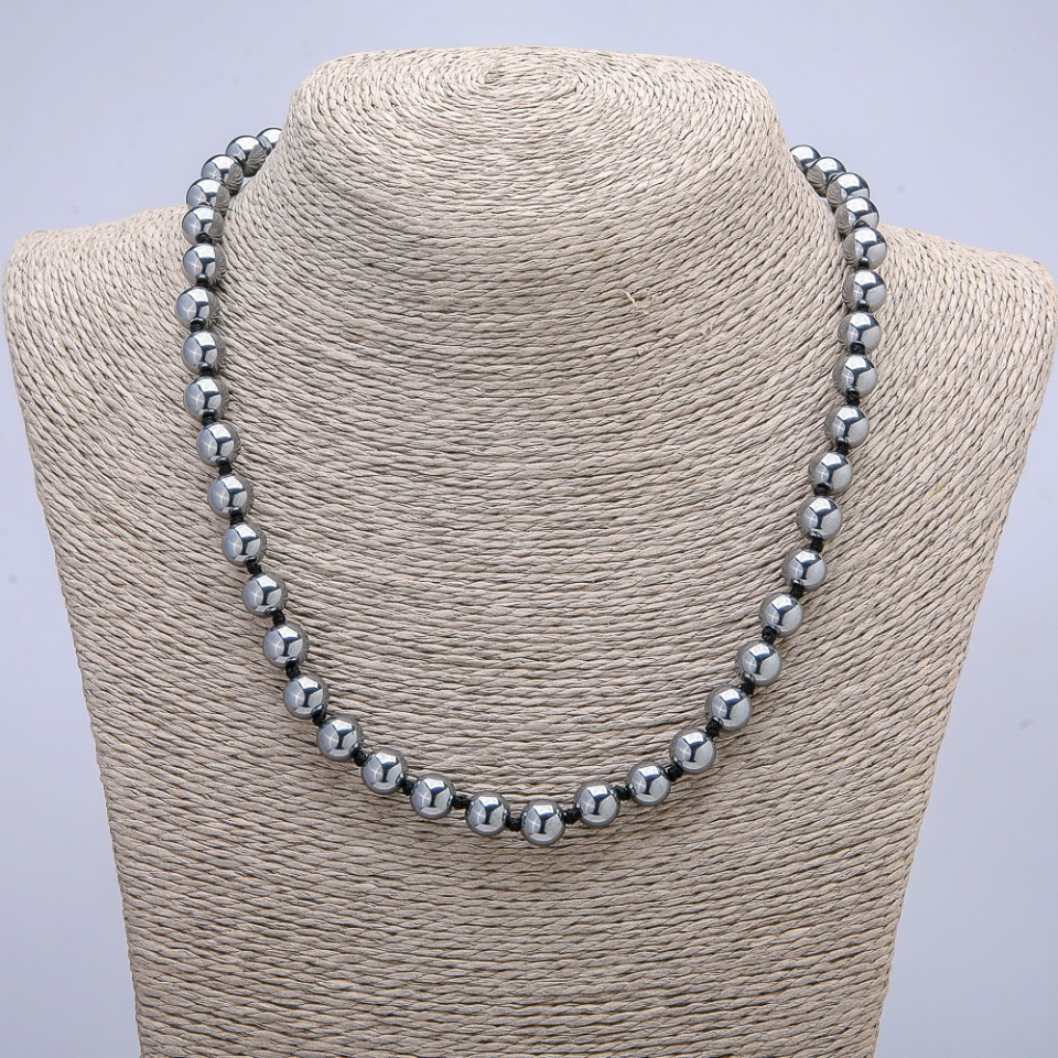 Terahertz Necklace with Smooth Beads, 6 mm Diameter, 45 cm Length +
