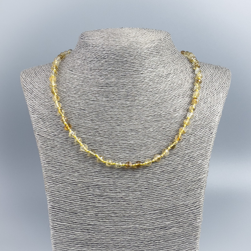 Citrine Necklace with Faceted Beads, 6mm Diameter, 48cm Length