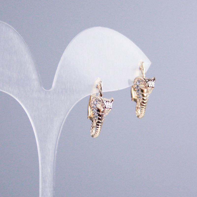 Xuping Earrings 18K Gold Plating with White Crystals 'Cobra', diameter 20×8 mm+