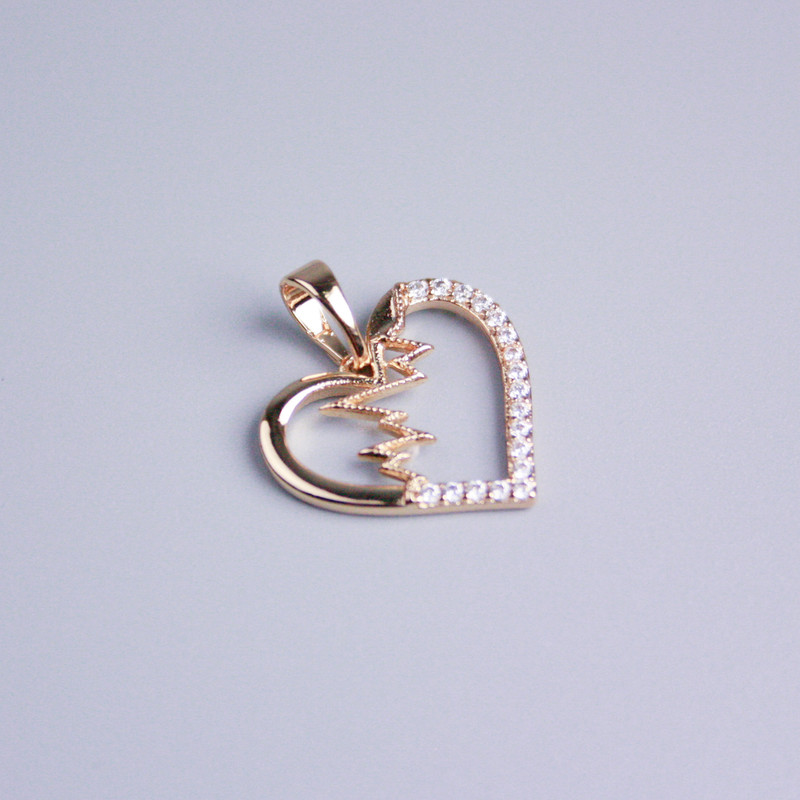 Xuping Pendant with 18K Gold Plating, Heart with White Crystals, diameter 13x18mm+