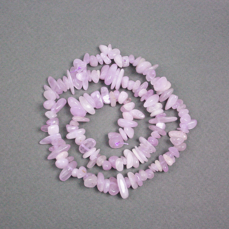 Kunzite Beads on a Thread, Natural Stone Chips, 9x4 mm, Length 40 cm