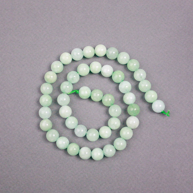 Beads on thread, Amazonite, natural stone, smooth round beads, diameter 8.5 mm, length 38 cm