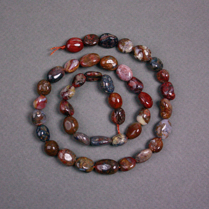 Petersite Beads on Thread, Natural Stone, Faceted, 7×10mm, 38 cm length